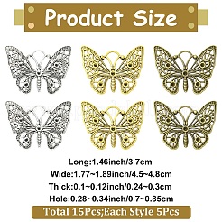 15 pendentif papillon en alliage de style tibétain&nbsp;TIBEP-YW0002-23