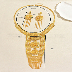 Ensemble de boucles d'oreilles et colliers à pompons floraux en fer pour femmes&nbsp;PK6687