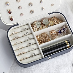 Scatola organizer rettangolare per set di gioielli in pelle pu con bottone a pressione&nbsp;PW-WG79315-03