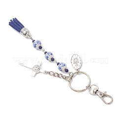 Pendentifs ronds en alliage et porcelaine faite à la main&nbsp;HJEW-JM04644