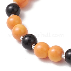 Braccialetti elastici da donna con perline rotonde in vetro a tema Halloween&nbsp;BJEW-MZ00186-03