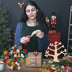 6 kit de décoration d'arbre de Noël en bois brut 3D&nbsp;DIY-NB0008-65