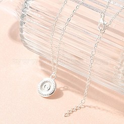 Collane a catena con ciondolo a moneta rotonda piatta in acciaio inossidabile 304 per donna&nbsp;LS-STAS-Z108-02S-01