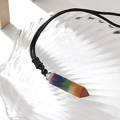 Chakra Doppelterminal spitze kugelförmige Stein Anhänger Halsketten&nbsp;NJEW-Z060-01