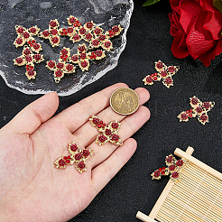 12 Stück Rack-Plating-Anhänger aus hellgoldfarbener Legierung mit Strassen&nbsp;RELI-DC0001-01