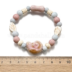 Perline di porcellana fatte a mano e perline di howlite sintetica braccialetti elastici per le donne&nbsp;BJEW-D307-01D