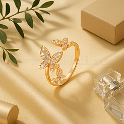 6 bague ouverte en laiton 3 couleurs avec micro pavé de zircones cubiques&nbsp;RJEW-HY0001-20