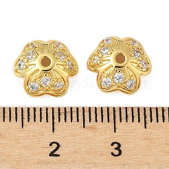 Tappi di perline in zirconia cubica trasparente micro pavé in ottone&nbsp;KK-V015-33G-01