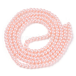 Hilos de cuentas redondas de perlas de vidrio nacaradas con pintura para hornear&nbsp;HY-Q003-4mm-05