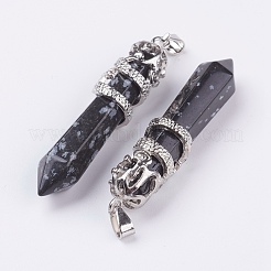 Natürliche Schneeflocke Obsidian große spitze Anhänger&nbsp;G-G738-A-20