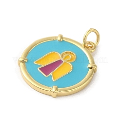 Pendentifs en laiton émaillé de placage de crémaillère&nbsp;KK-C052-35G-02