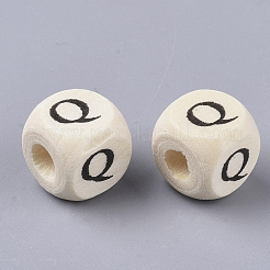 Perles de bois naturel imprimées&nbsp;WOOD-T026-001Q