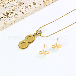 Halskette und Ohrstecker-Set aus Edelstahl in Form der Zahl 8 – perfekt für Damen&nbsp;OF1174