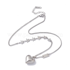Collier avec pendentif en forme de cœur et d'étoile en acier inoxydable 304 anti-ternissement pour femme&nbsp;NJEW-F298-12P