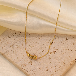 Collane con pendente rotondo a perline di diverse dimensioni in acciaio inossidabile 304 per donna&nbsp;WG0AAA5-01