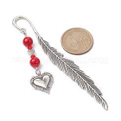Marcadores con colgante de corazón de aleación del día de San Valentín&nbsp;AJEW-JK00270-04