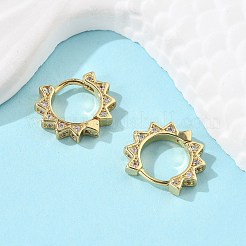 Klare kubische Zirkonia-Creolen in Sonnenform&nbsp;EJEW-P199-07G