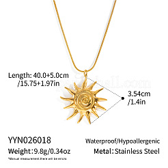Collares con colgante de espiral solar vintage de acero inoxidable 304 para mujer&nbsp;WV2737