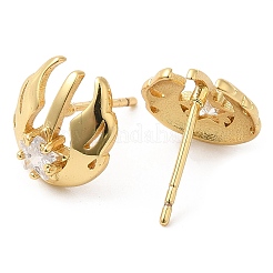 Ohrstecker mit Flügeln aus Messing mit Pavé-Fassung und klarem Zirkonia für Damen&nbsp;EJEW-Q770-05G