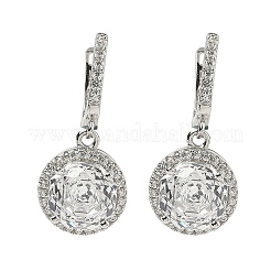 Pendientes de aro de circonio cúbico y micro arcilla de plata esterlina 925&nbsp;EJEW-B147-01A-01