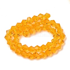 Abalorios de vidrio de color naranja bicone hebras&nbsp;X-GLAA-S026-6mm-12
