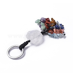 Pepita di pietre preziose miste naturali con portachiavi con nappe in pietre preziose miste&nbsp;KEYC-P012-02P