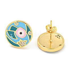 Aretes de latón chapado en oro real de mal de ojo 18k&nbsp;EJEW-L269-055G