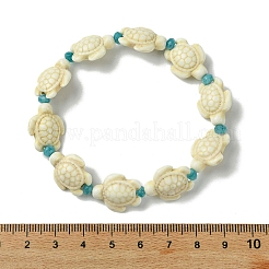 Stretch-Armbänder aus synthetischen Türkisperlen für Damen&nbsp;BJEW-JB13598-02