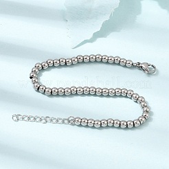 4 mm runde Armbänder aus Edelstahlperlen (304) für Damen und Herren&nbsp;SA-CBAB767-15P