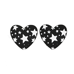 Boucles d'oreilles à tige en acrylique imprimé coeur pour femme&nbsp;EJEW-G418-01B