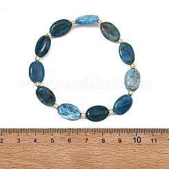 Bracelets extensibles ovales en perles d'apatite naturelle et d'hématite synthétique non magnétique pour femmes et hommes&nbsp;BJEW-JB13934-02
