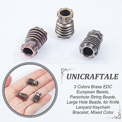 3 pz 3 colori ottone perline europee edc&nbsp;KK-UN0001-86