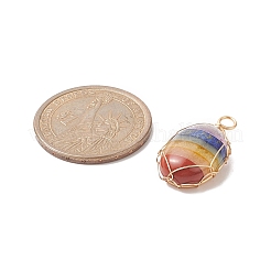 Chakra-Anhänger mit natürlichen gemischten Edelsteinen und Kupferdraht umwickelt&nbsp;PALLOY-JF02045-01