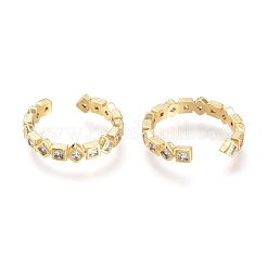 Messing Micro Pave klare Manschettenringe aus Zirkonia&nbsp;RJEW-I073-03G