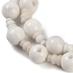 Natürliche weiße Jade 3-Loch Guru Perlen Stränge&nbsp;G-H064-E03-01