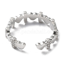 Anillos abiertos de circonita cúbica transparente con micro pavé de latón para mujer&nbsp;RJEW-G296-03P