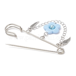 Spilla da balia in ottone con piuma e fiore di perle acriliche&nbsp;JEWB-BR00104