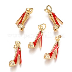 Micro pavé de latón colgantes de tacones de aguja de circonita cúbica transparente&nbsp;ZIRC-B002-35G