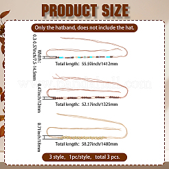 3 pezzo di 3 stili di perline di legno e cinturino decorativo in poliestere per cappello da cowboy vintage&nbsp;DIY-GF0012-34