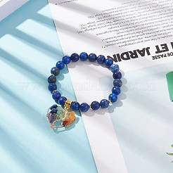 Bracelet extensible en lapis-lazuli naturel (teint)&nbsp;BJEW-JB08747-02