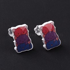 Acryl-Katzen-Ohrstecker mit Kunststoffstiften für Frauen&nbsp;EJEW-F293-04C