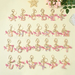 Porte-clés pendentif en résine pailletée transparente avec lettres A à Z&nbsp;KEYC-FZ00024-16