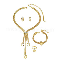 Ovale Halsketten & Ohrstecker & Ringe & Armbänder aus Legierung mit Kristall-Strass für Damen&nbsp;FS-WGAF910-01