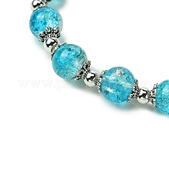 Braccialetti elastici con perline di vetro craquelé rotonde&nbsp;BJEW-JB11456-06