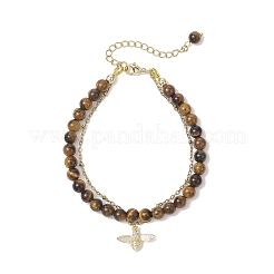 Natürliche Tigerauge runde Perlen mehrsträngige Armbänder&nbsp;BJEW-JB12034-01