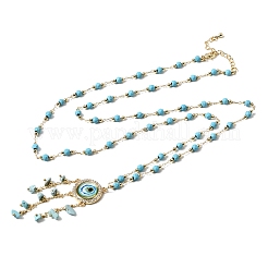 Boho-Halsketten mit Anhänger aus Messingharz&nbsp;NJEW-L014-01G
