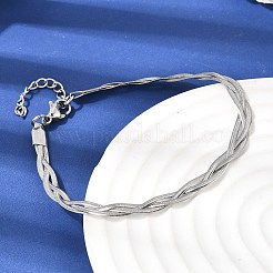 Bracelet en acier inoxydable 304 à mailles chevrons entrelacées pour femme&nbsp;BJEW-K240-08B-P
