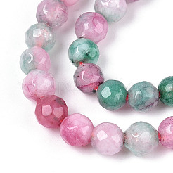 Teñidos naturales blancas abalorios de jade hebras&nbsp;G-T139-4mm-60-03