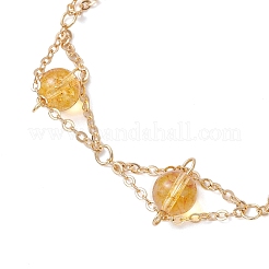 Bracelets à maillons en perles rondes de quartz jaune naturel pour femmes&nbsp;BJEW-JB12149-03
