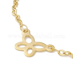 PVD-Vakuum-Beschichtung 304 Edelstahl Schmetterlingsglieder Fußkettchen mit Kabelketten für Damen&nbsp;STAS-E001-16G